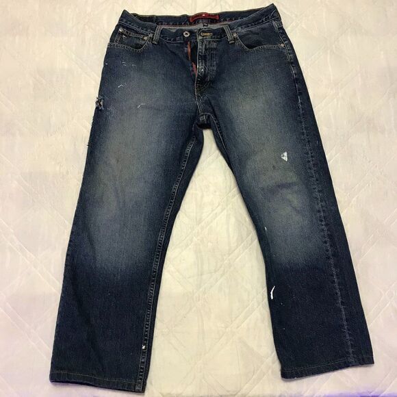 Distressed Tommy Jeans blue jeans 34X27 - Picture 1 of 7